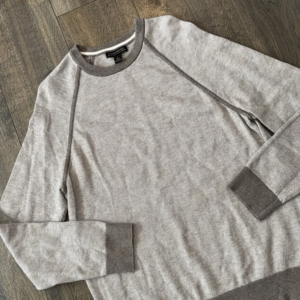 Banana‎ Republic Men's L Regular Fit Bird's Eye Stitch Cotton Cashmere Sweater